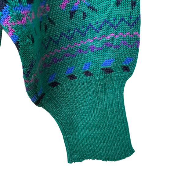 Vintage Meister Green Snowflake Pattern Sweater M - Picture 4 of 5